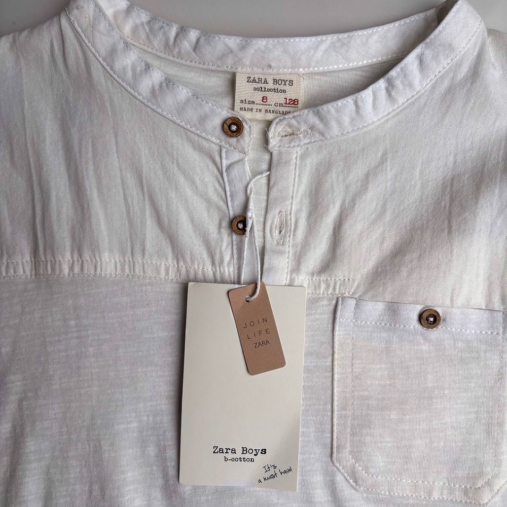 NWT Zara Kids Long Sleeve Graffiti White Shirt Boys Size 8